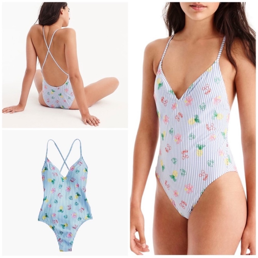 J. Crew seersucker fruit one piece